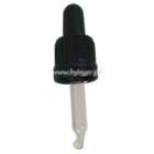 Tapa rosca con pipeta cuentagotas PP18 con punta curva negro para botella de 10 ml