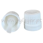 Tapa rosca precintable gotero PP18 blanco (tapa y obturador) estriado