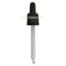 Tapa rosca precintable estriada negro PP18 con pipeta cuentagotas con punta curva para botella 50 ml