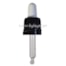 Tapa rosca negra con pipeta blanca cuentagotas PP18 con punta curva para botella de 10 ml