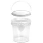 Cubo transparente 1L con tapa transparente y asa blanca