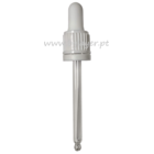 Tapa rosca precintable estriada blanca PP18 con pipeta cuentagotas para botella 100ml