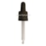 Tapa rosca precintable estriada negro PP18 con pipeta cuentagotas con punta curva negro con tubo 65 mm altura