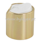 Tampa DISC TOP de rosca 24/410 aluminio dourada brilhante com branco lisa