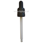 Tapa rosca precintable estriada negro PP18 con pipeta cuentagotas para botella 100ml