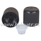 Tapa rosca precintable gotero PP18 negro (tapa y obturador) con protección para niños estriado