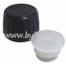 Tapa rosca precintable gotero PP28 negro (tapa y obturador) estriado ancho para vidrio