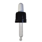 Tapa rosca negra con pipeta blanca cuentagotas PP18 con punta curva para botella de 5 ml