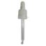 Tapa rosca precintable estriada negro PP18 con pipeta cuentagotas con punta curva blanco con tubo 65 mm altura