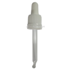 Tapa rosca precintable estriada negro PP18 con pipeta cuentagotas con punta curva blanco con tubo 65 mm altura